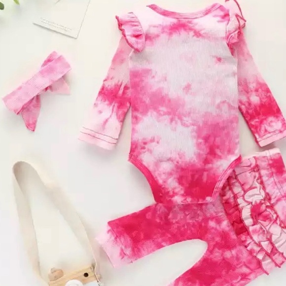 3pcs Tie Dye Baby Romper Set - Picture 2 of 2